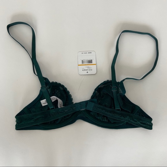 Free People Half Wire Lace Triangle Bra in Emerald - Picture 3 of 4